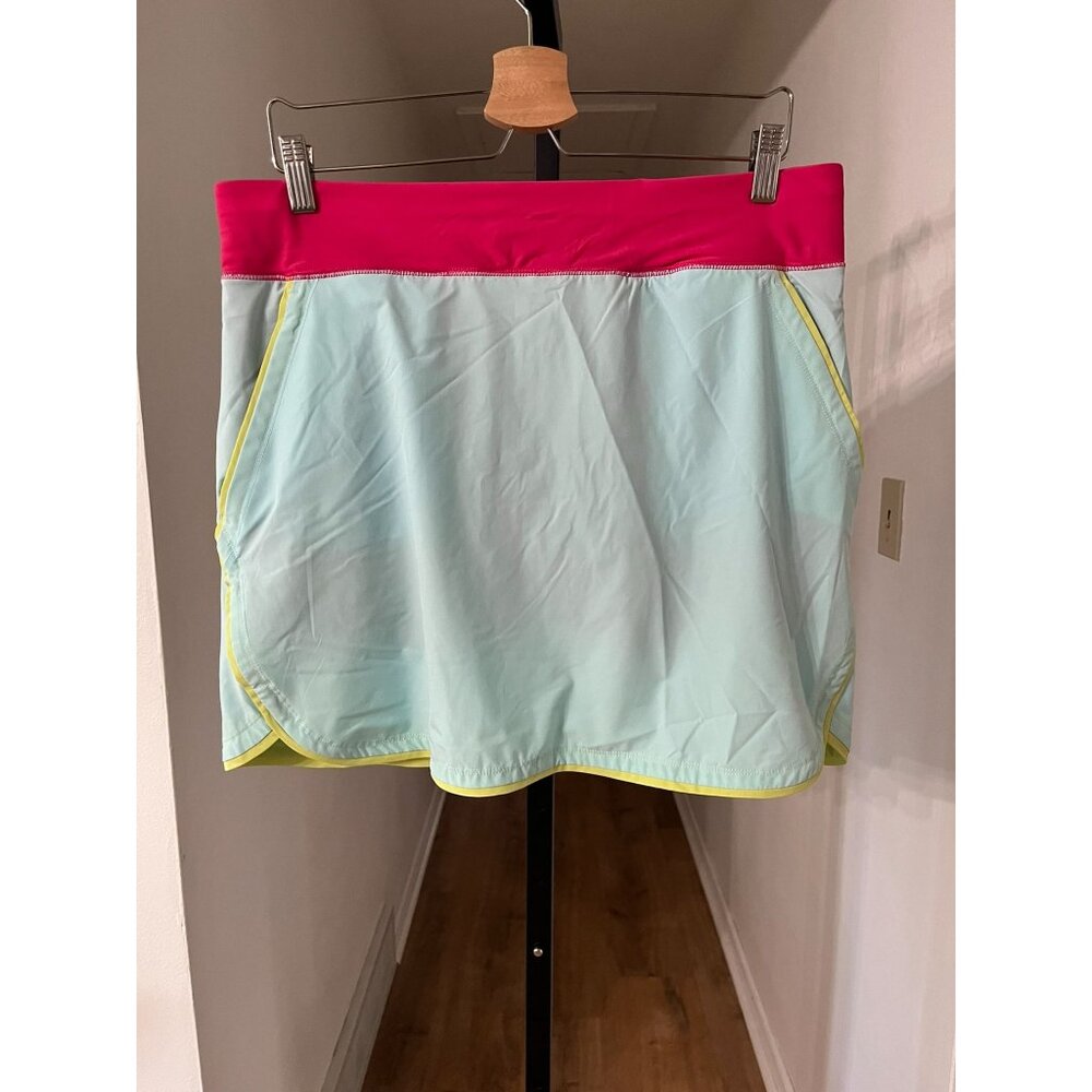 NEW New Lands' End Skort Swim  Paradise Aqua Hot Pink Lime Mix